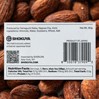 Shokuya product label with almonds in the background
