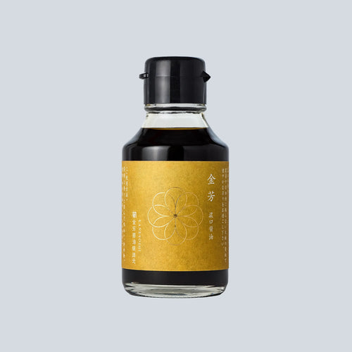Bottle with a yellow label on a gray background